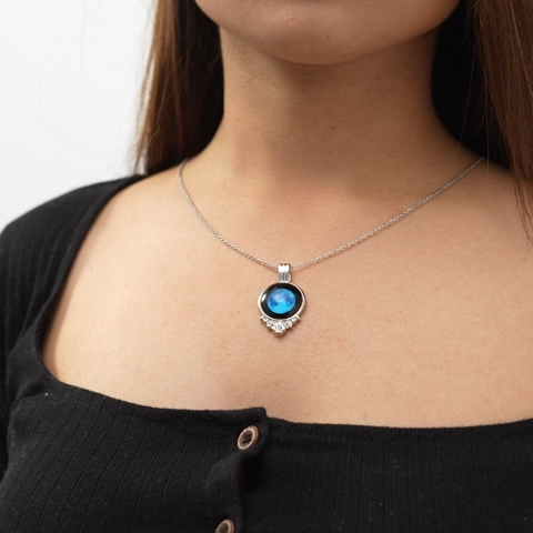 Blue Charm Link Necklace