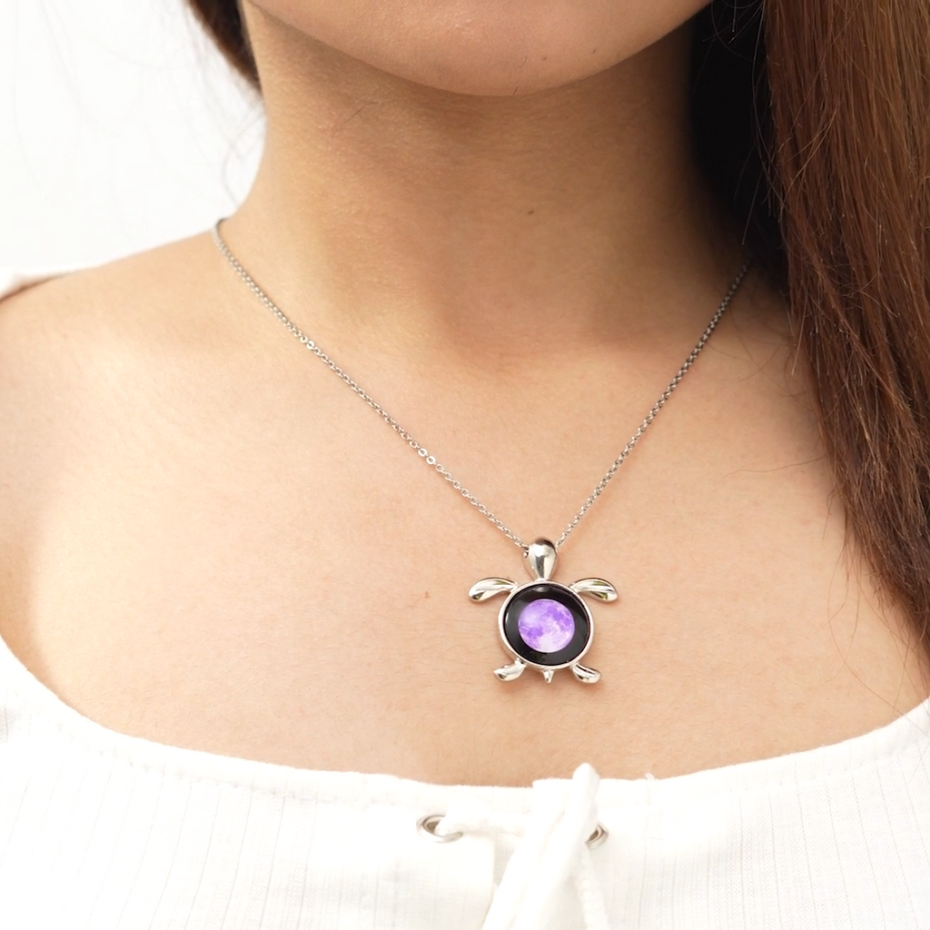 Purple Sea Moon Link Necklace