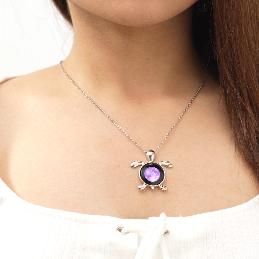 Purple Sea Moon Link Necklace