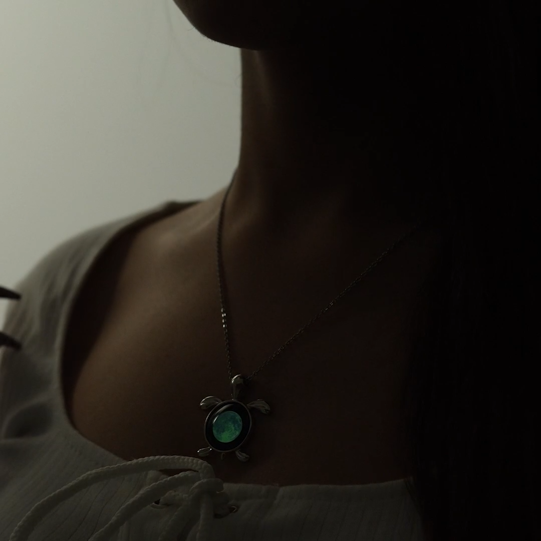 Purple Sea Moon Link Necklace