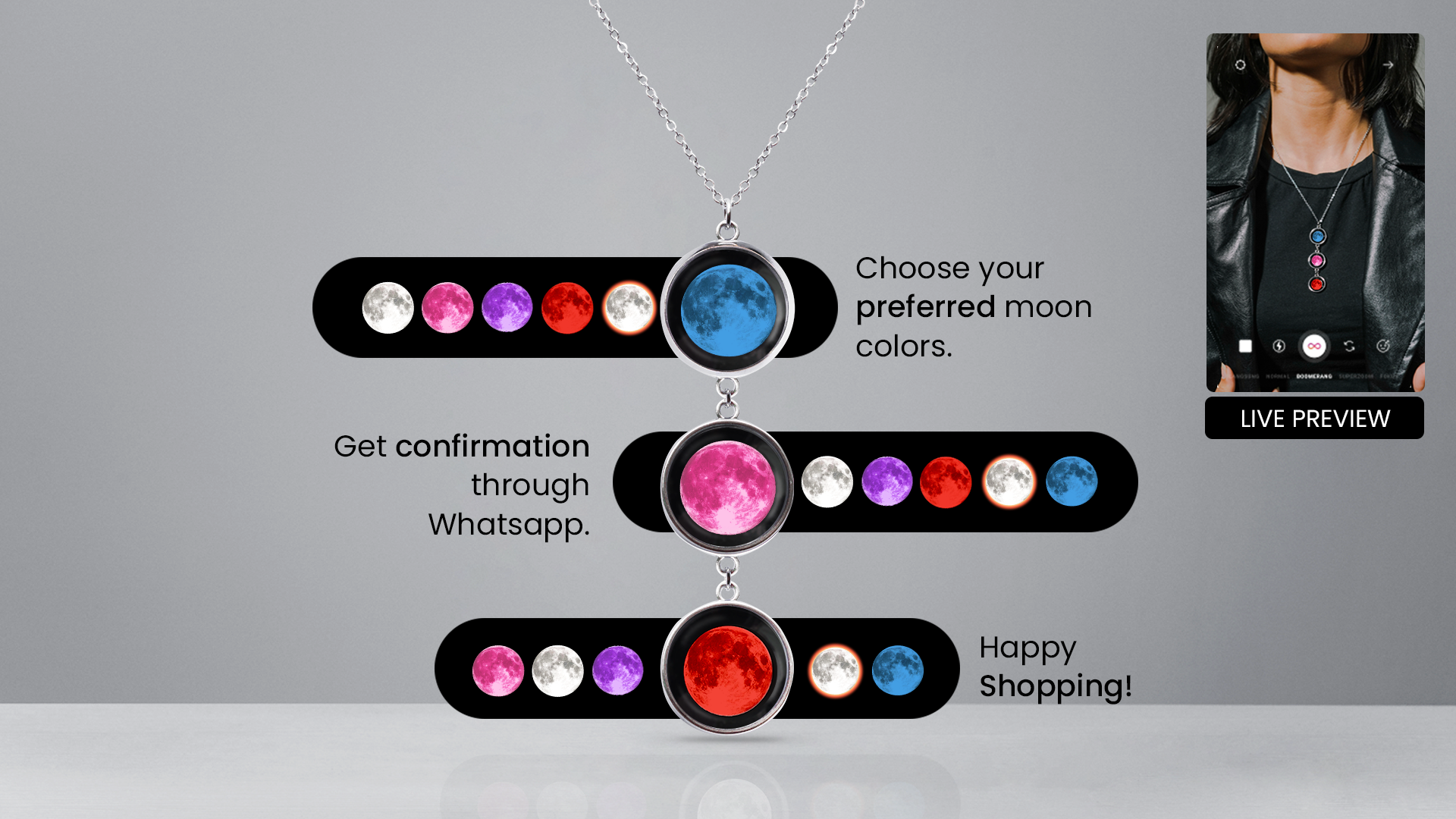 Tri-moon Necklace (Women)