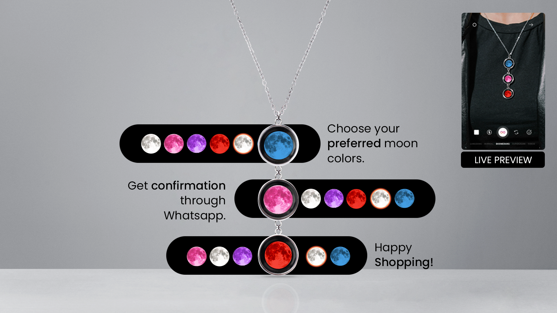 Tri-moon Necklace (Men)