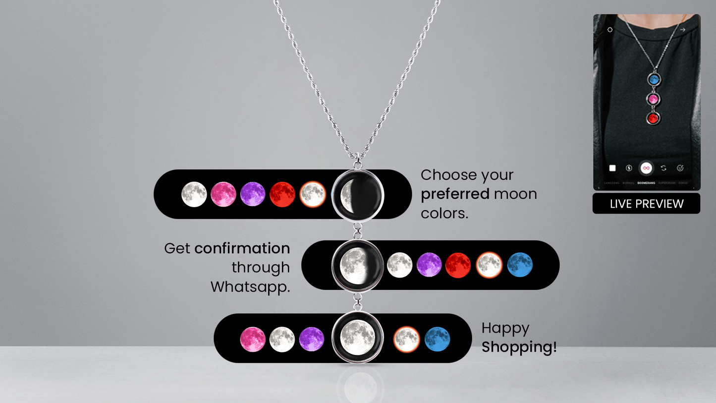 Tri-moon Necklace (Rope Chain)