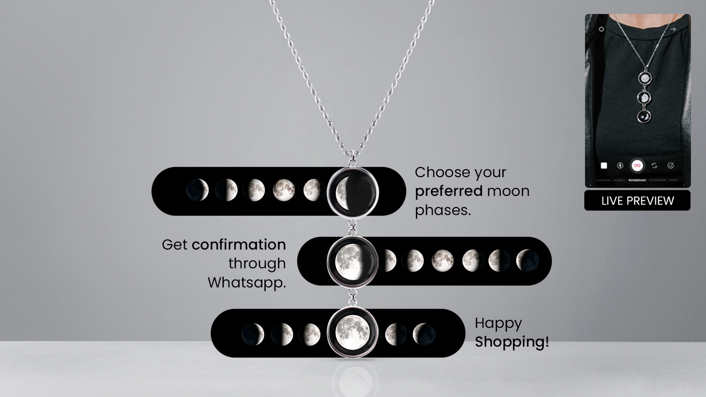 Tri-moon Necklace (Rope Chain)