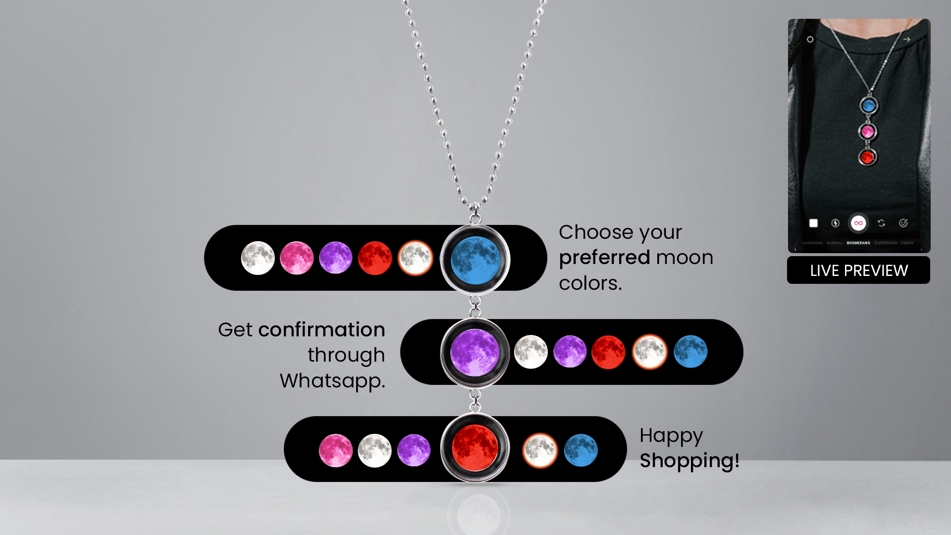 Tri-moon Bead Chain
