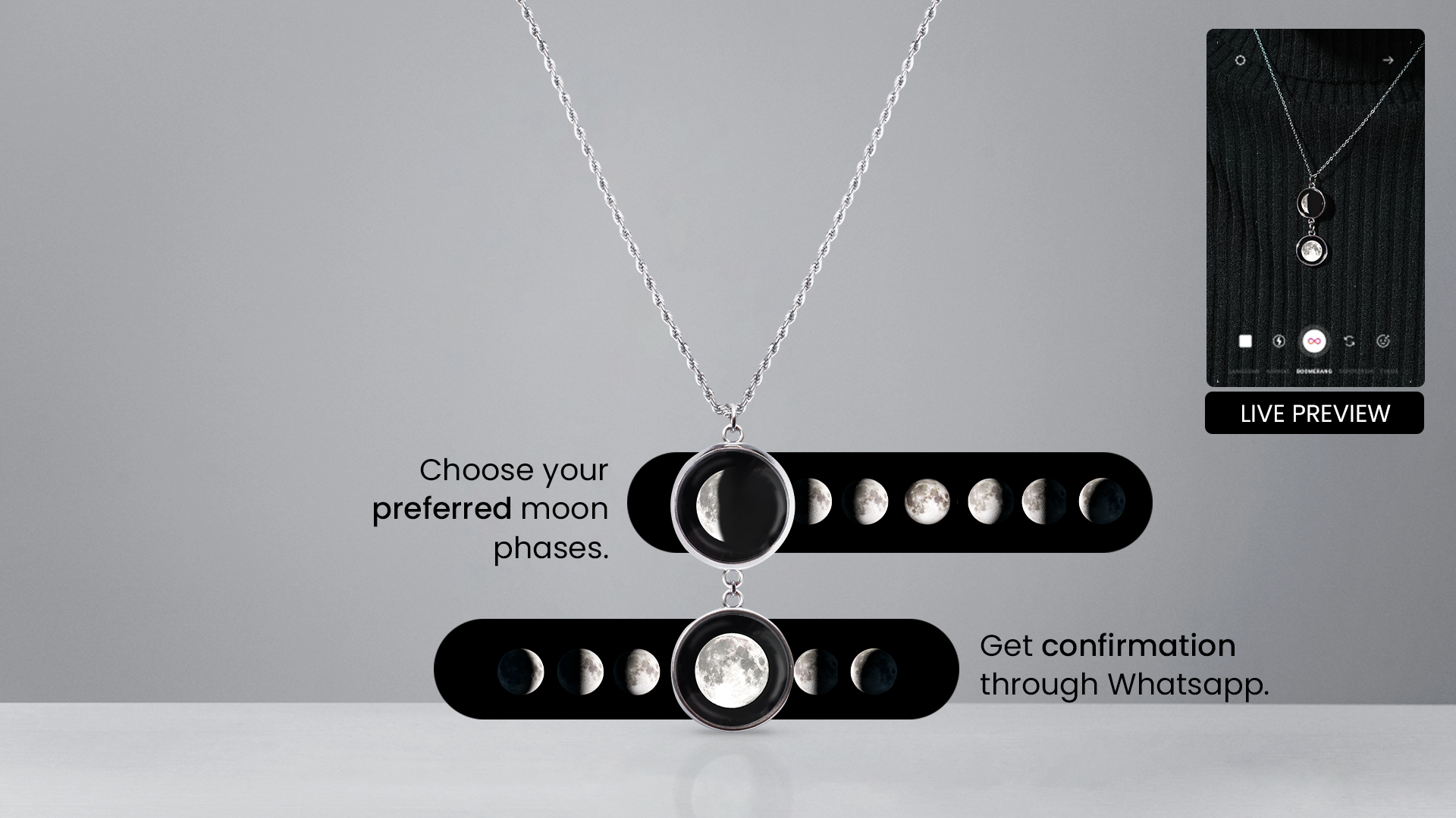 Twin Moon Necklace ( Rope Chain)