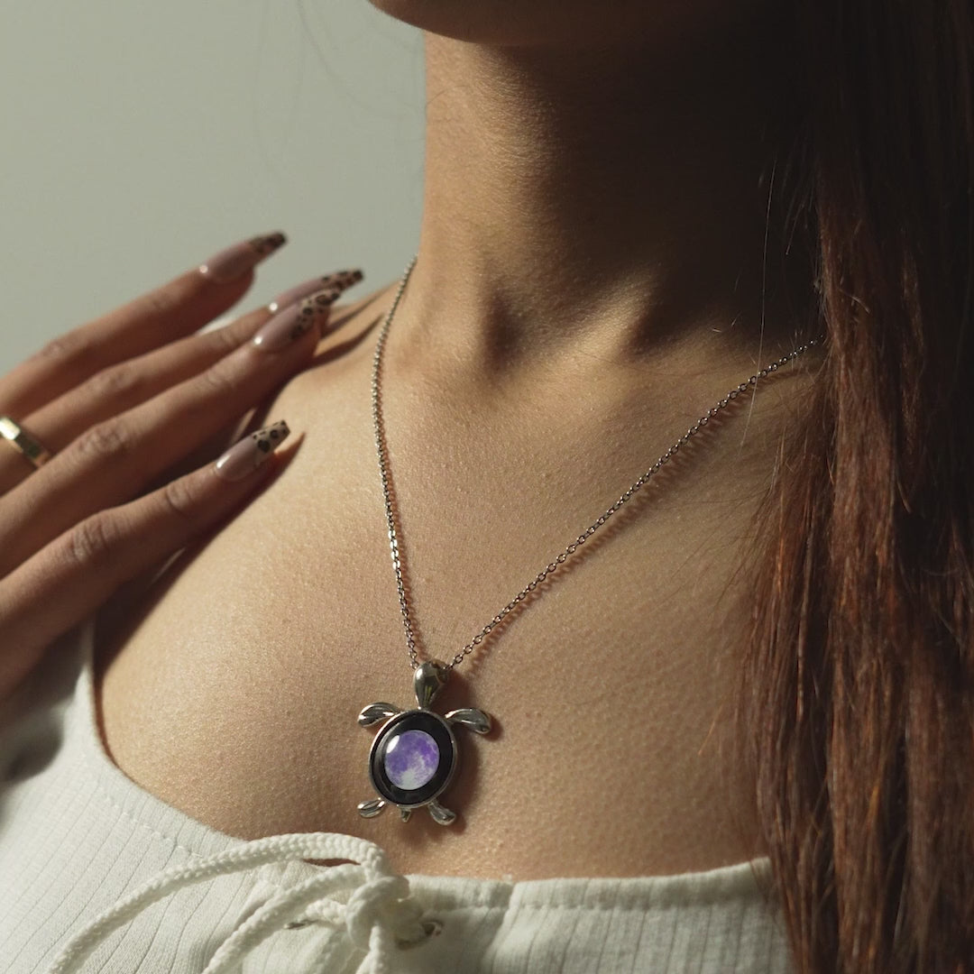 Purple Sea Moon Link Necklace