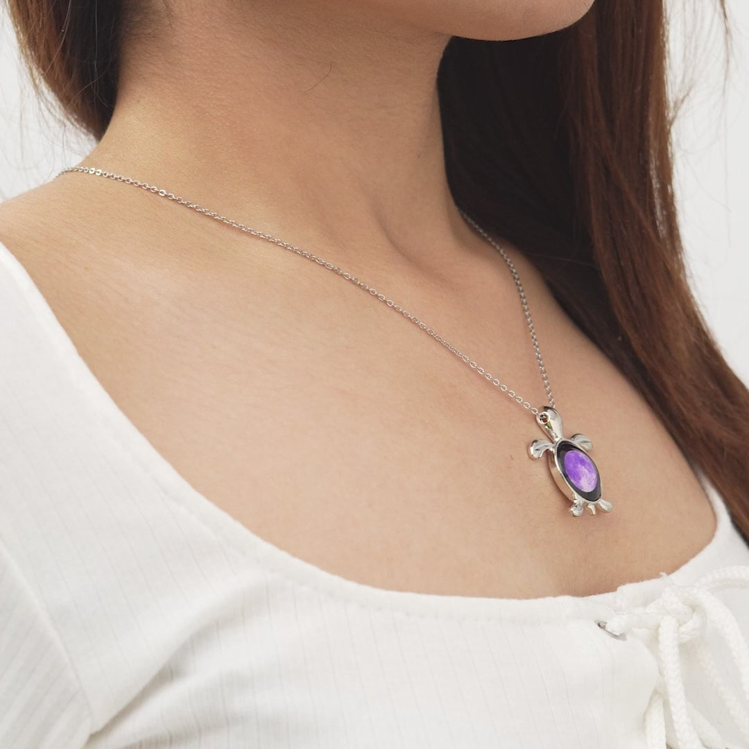 Purple Sea Moon Link Necklace